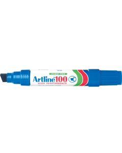 Permanent Marker Artline 100 Blue 12mm Chisel Nib Box 6 (Min Order Qty 1)
