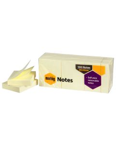 Marbig Sticky Notes 40mm x 50mm Yellow Pack of 12 