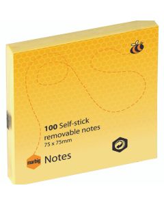 Marbig Sticky Notes 75mm x 75mm Yellow SINGLES