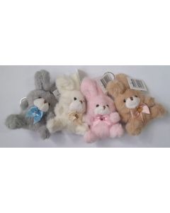 Fluffy Bunny Keyring 12cm x 8cm Assorted Pack of 4