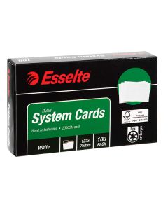 Esselte System Cards 127x76mm 5x3 Ruled White Pack of 100 