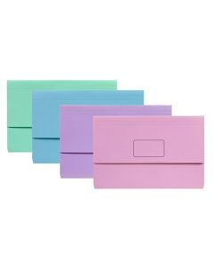 Marbig Foolscap Slimpick Document Wallet Pk 10 Pastels (Min Ord Qty 1)
