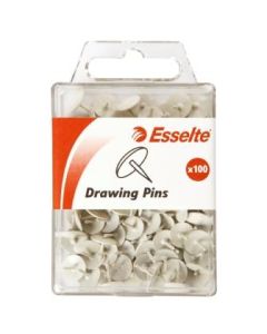 Esselte Thumb Tacks / Drawing Pins Pk 100 White (Min order Qty 2)