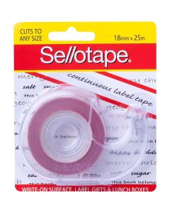 Sellotape Label Tape Red & White 18mm x 25m Dispenser BOX OF 6