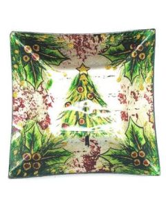 Glass Plate Christmas: Christmas Di Natale 15cm Square (Min Order Qty 2)