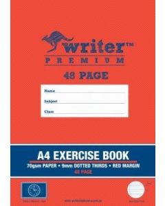 Writer Premium Exercise Book A4 48 Page 9MM Dotted Thirds With Margin - pack of 5