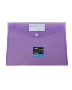 Protext A4 Document Wallets Button Closure Purple - Pack of 5