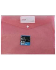 Protext A4 Document Wallets Button Closure Red -pack of 5
