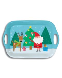 Christmas Melamine Tray Large Santa & Trees 