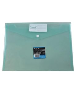 Protext A4 Document Wallets Button Closure Green - pack of 5