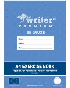 Writer A4 Premium 98 Page 8mm Ruled Exercise Book 297x210mm - Pack of 10