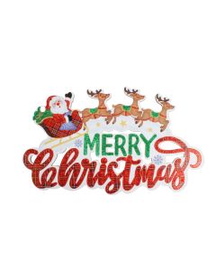 Hanging Sign Santa Sled "Merry Christmas" 40cm x 24cm 