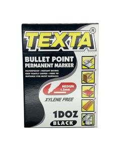 Texta Marker Bullet Tip Black Box of 12 TXB10/12 (Min Ord Qty 1) **Special Order Item**