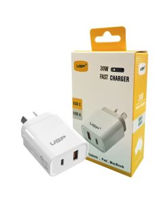 Pisen 30w USB A + TYPE C PD Quick Wall Charger USP