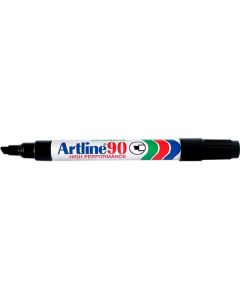 Artline 90 Permanent Marker 5mm Chisel Nib Black Box 12 (Min Ord Qty 1)