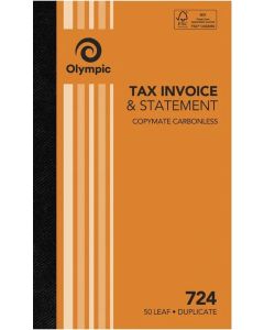 Olympic Carbonless Duplicate Invoice/Statement Book No. 724 200x125 50 Leaf (Order in Multiples of 5)