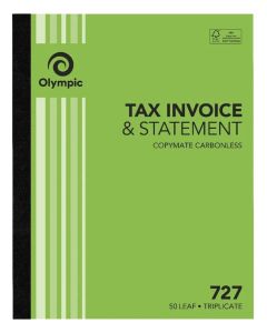 Olympic Carbonless Triplicate Invoice/Statement Book No. 727 250x200 50 Leaf  (Min Order Qty 2)