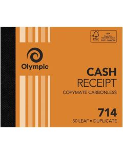 Olympic Carbonless Duplicate Cash Receipt Book No. 714 125x100 50 Leaf (Min Order Qty 2)