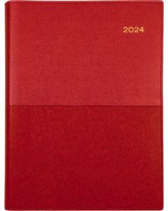 Collins 2024 Calendar Year Diary - Vanessa A4 Day to Page Red (Min Order Qty 5) 