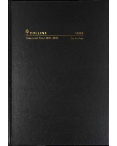Collins Casebound Financial Year 2024-2025 A4 Day to Page Black Diary (Order in Multiples 5) ***Available March 2024***