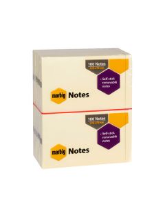 Marbig Sticky Notes Yellow 75mm x 125mm Pack 12 (Min Ord Qty 1)
