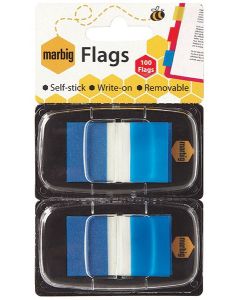 Marbig flags 25x44mm  Blue 2 pack (Min Order Qty 2)