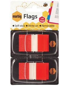 Marbig Flags 25x44mm  Red 2 pack (Min Order Qty 2)