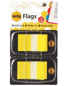 Marbig Flags 25x44mm  Yellow 2 pack (Min Order Qty 2)