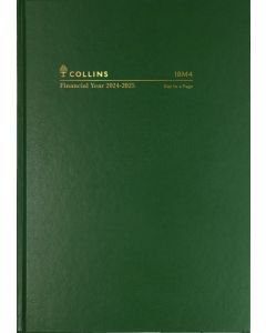 Collins Casebound Financial Year 2024-2025 A5 Day to Page Diary Green (Order in Multiples 5) ***Available March 2024***