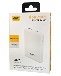 Power Bank 5K mAh (5000mAh) White USP (Min Order Qty: 3)