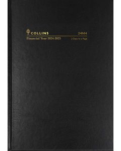 Collins Casebound Financial Year 2024-2025 Diary A4 2 Days to Page Black (Order in Multiples 5) ***Available March 2024*** Special Order Item