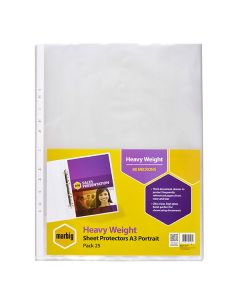 Marbig A3 Portrait Sheet Protectors Heavyweight Pack of 25 (Order in Multiples of 4) ***Special Order Item***
