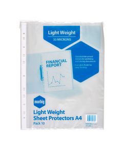 Marbig A4 Sheet Protectors Lightweight Pk 10 (Order in Multiples of 2)