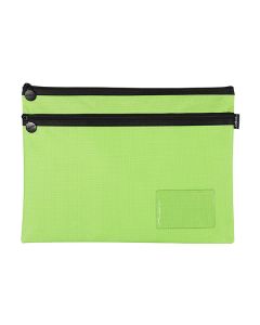 Celco Pencil Case Large 350x260mm 2 Zip with USB Pouch Lime Green (Min Order Qty 2)