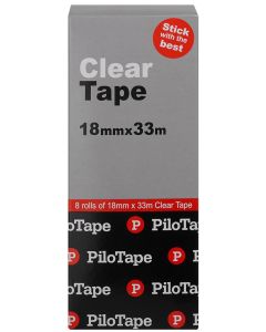 PiloTape Clear Tape 18mmx33m (Minimum Order Box of 8)