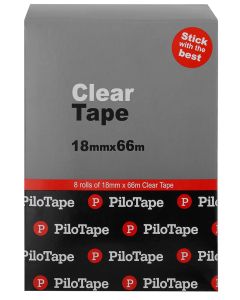 PiloTape Clear Tape 18mmx66m (Minimum Order 1 Box of 8)