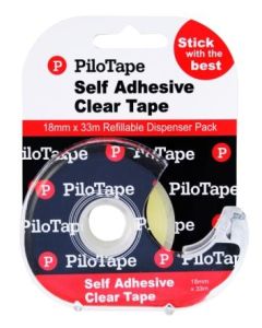 PiloTape Clear Tape Dispenser 18mmx33m (Minimum Order Pack of 12)