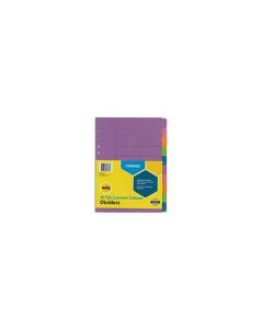 Marbig Dividers 10 Tab Manilla A4 Summer Colours (Min Order Qty 2)