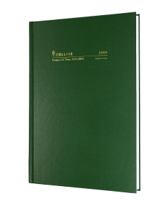Collins Casebound Financial Year 2023-2024 Diary A5 Day to Page Green (Min Order Qty 5)  