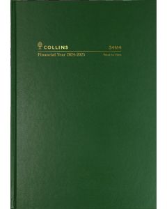 Collins Casebound Financial Year 2024-2025 A4 Week to View Green Diary (Order in Multiples 5) ***Available March 2024***