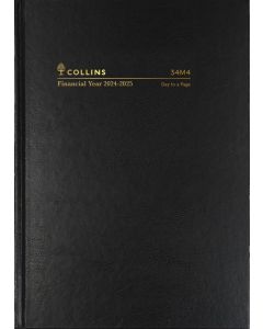 Collins Casebound Financial Year 2024-2025 A4 Week to View Black Diary (Order in Multiples 5) ***Available March 2024*** Special Order Item