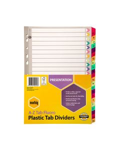 Marbig Dividers A-Z Tab Manilla Reinforced A4 Fluoro (Min Order Qty 2)