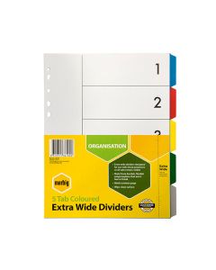 Marbig A4 indices and Dividers Extra Wide 5 Tab (Order in Multiples of 10)