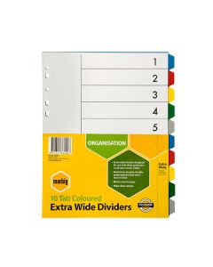Marbig A4 Indices and Dividers Extra Wide 10 Tab (Order in Multiples of 10)