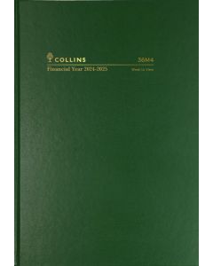 Collins Casebound Financial Year 2024-2025 A6 Week to View Diary Green (Order in Multiples 5) ***Available March 2024*** Special Order Item
