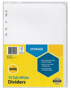 Marbig A4 Indices and Dividers 10 Tab Manilla White (Min Order Qty 2)
