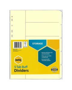 Marbig Dividers 5 Tab Manilla A4 Buff (Min Order Qty 2)