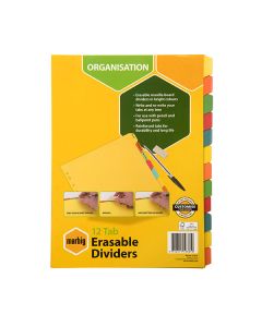 Marbig A4 Indices and Dividers 12 Tab Manilla Erasable (Order in Multiples of 10)