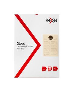 Rexel Laminating Pouch A4 75 Micron Pack of 100 (Min Order Qty 1) ***Special Order Item*** 