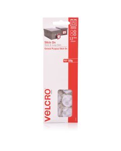 Velcro Handy Dots Stick on HOOK & LOOP 22mm 12 Dots White Hangsell (Min Ord Qty 10) *** Special Order Item ***